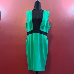 Calvin Klein Green and Black Midi Dress